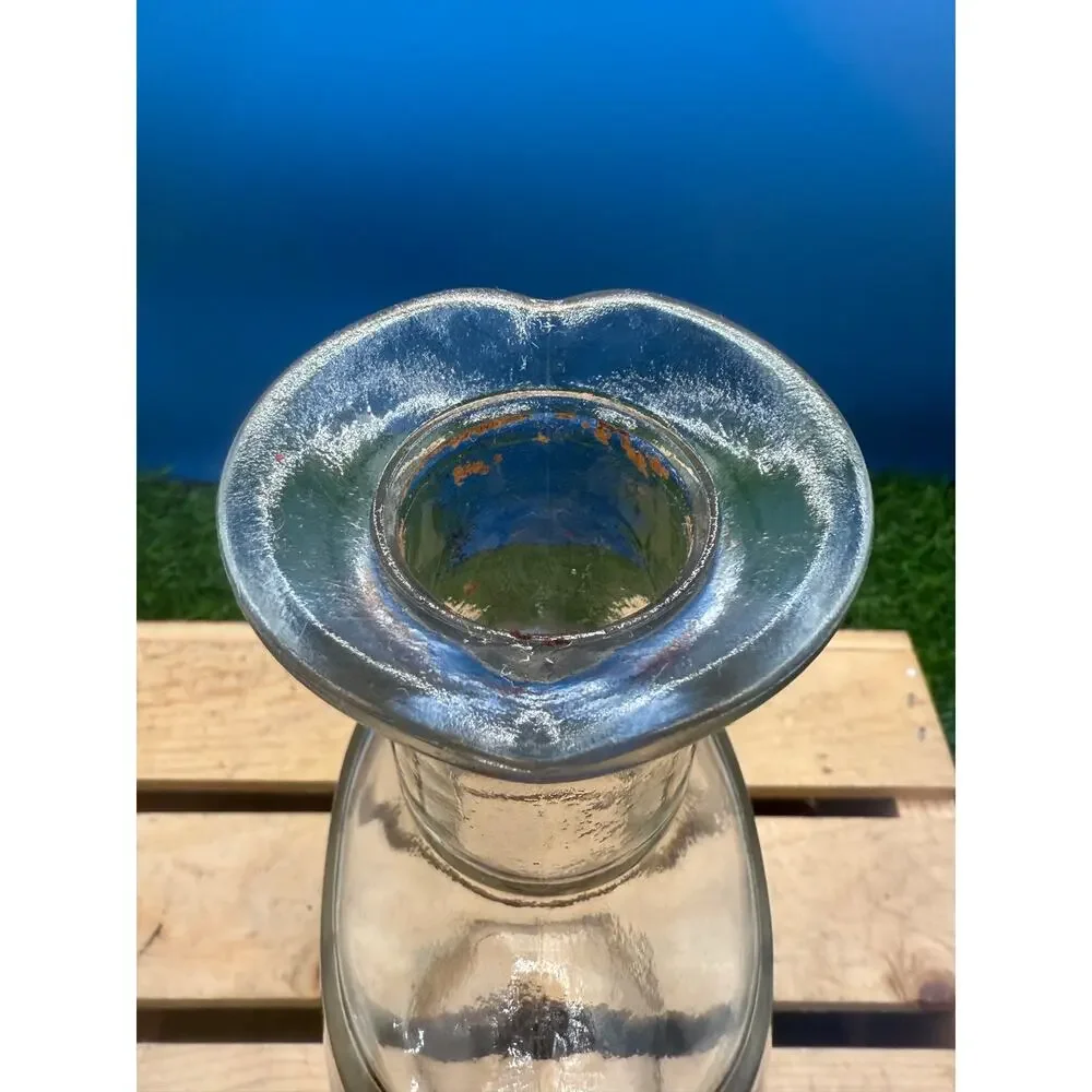 Vintage Clear Glass Whiskey Liquor Decanter with Original Cork Stopper-Mid-Cent